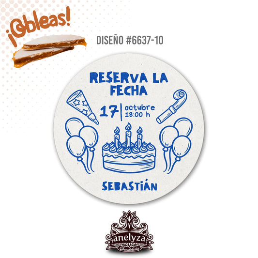 OBLEAS RELLENAS PERSONALIZADAS DISEÑO #6637-10 CUMPLEAÑOS HOMBRE