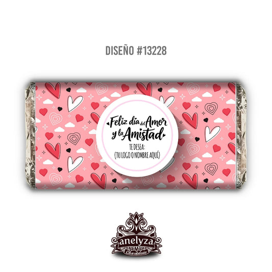 BARRAS DE CHOCOLATE PERSONALIZADAS DISEÑO #13228 DIA DEL AMOR Y LA AMISTAD SAN VALENTIN