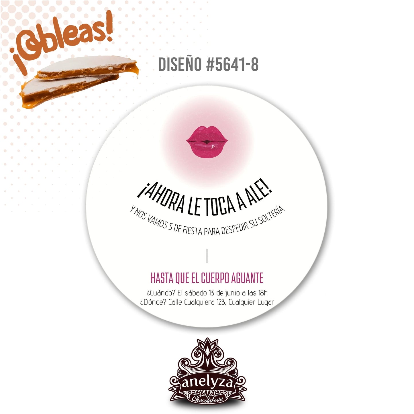 OBLEAS RELLENAS PERSONALIZADAS DISEÑO #5641-8 DESPEDIDA DE SOLTERA