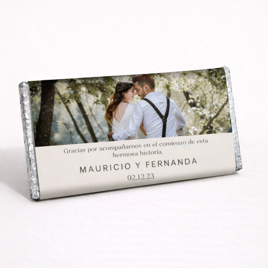 BARRAS DE CHOCOLATE PERSONALIZADAS DISEÑO #B3587 BODAS CON FOTO