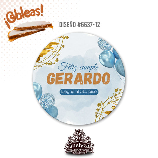 OBLEAS RELLENAS PERSONALIZADAS DISEÑO #6637-12 CUMPLEAÑOS HOMBRE