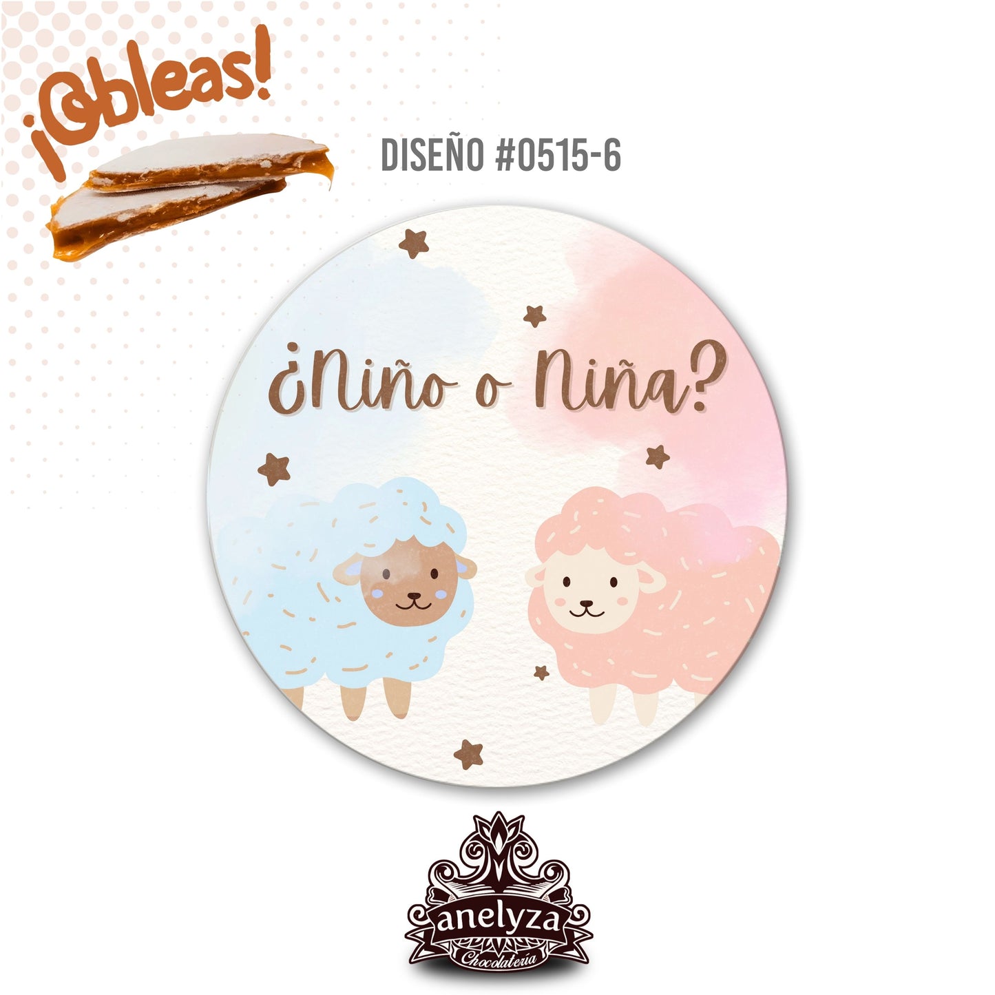 OBLEAS RELLENAS PERSONALIZADAS DISEÑO #0515-6 REVELACIÓN DE SEXO