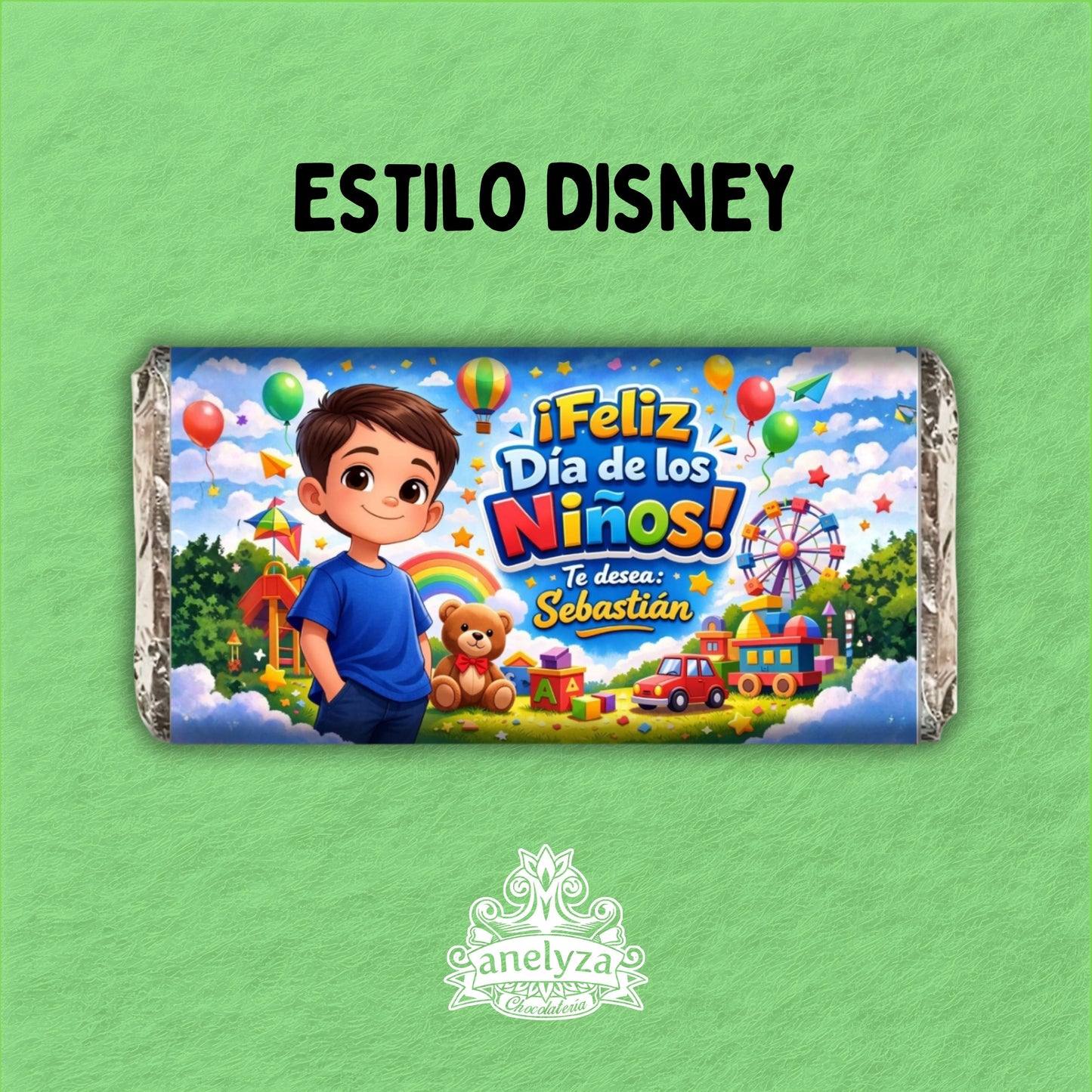 BARRAS DE CHOCOLATE PARA NIÑO PERSONALIZADAS CON TU IMAGEN EN CARICATURA / DISEÑO DIA DEL NIÑO