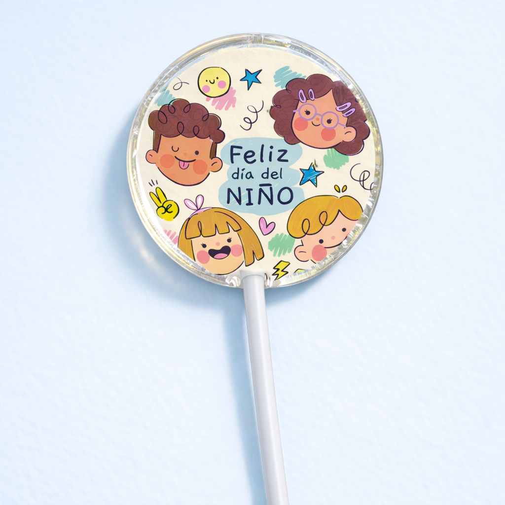 PALETAS DE CARAMELO PERSONALIZADAS DISEÑO #1249-7 DIA DEL NIÑO