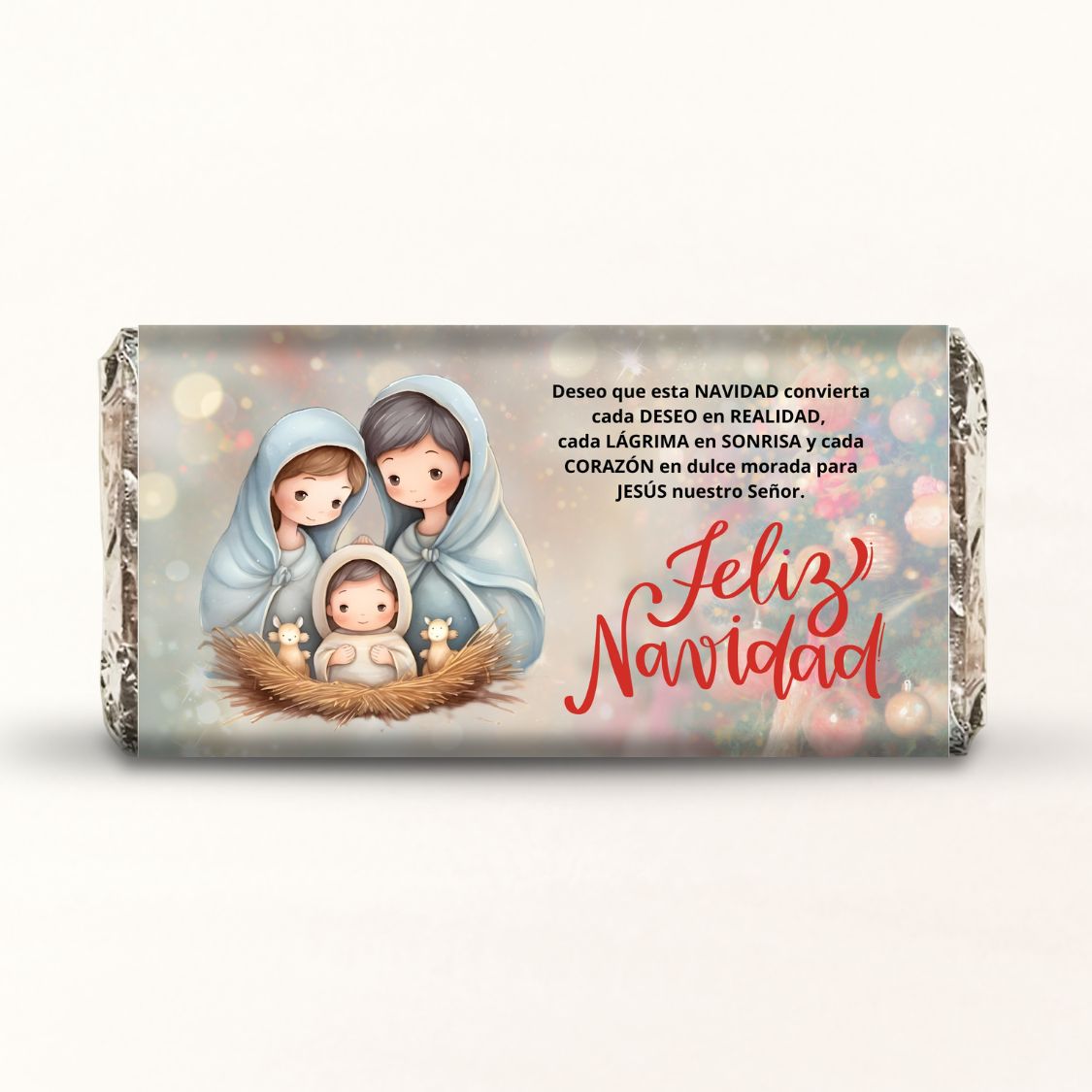 BARRAS DE CHOCOLATE PERSONALIZADAS DISEÑO #ND07 NIÑO DIOS NIÑO JESUS FELIZ NAVIDAD