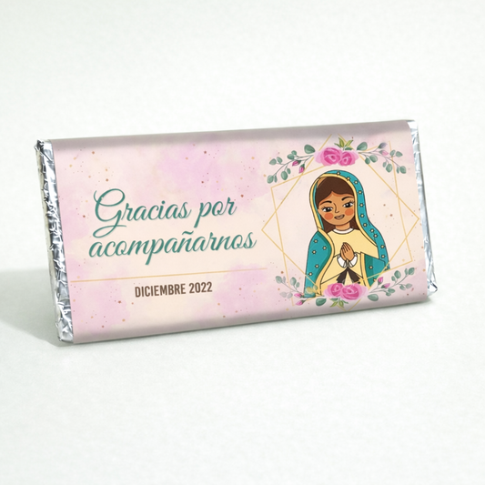 BARRAS DE CHOCOLATE PERSONALIZADAS DISEÑO #66518 VIRGENCITA DE GUADALUPE VIRGEN RELIGIOSOS