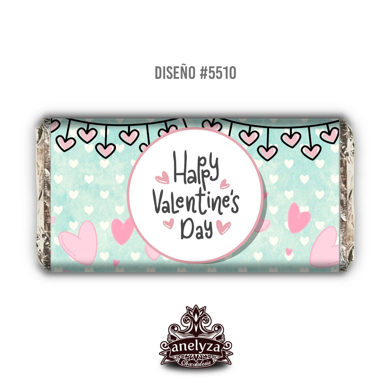 BARRAS DE CHOCOLATE PERSONALIZADAS DISEÑO #5510 SAN VALENTIN DIA DEL AMOR Y LA AMISTAD FONDO AZUL