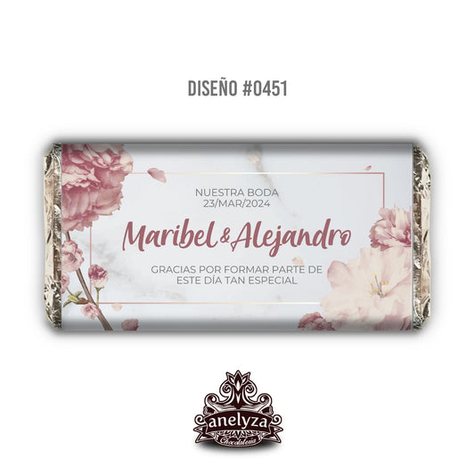 BARRAS DE CHOCOLATE PERSONALIZADAS DISEÑO #0451 MÁRMOL BODAS