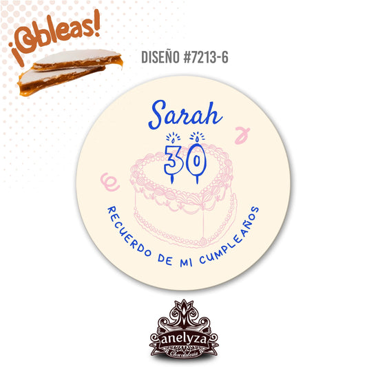 OBLEAS RELLENAS PERSONALIZADAS DISEÑO #7213-6 CUMPLEAÑOS MUJER