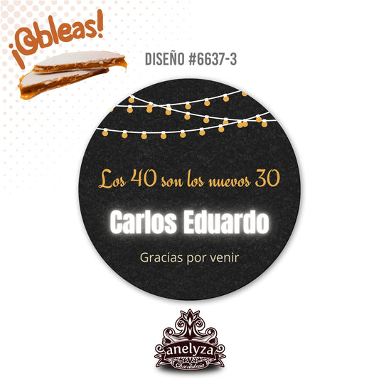 OBLEAS RELLENAS PERSONALIZADAS DISEÑO #6637-3 CUMPLEAÑOS HOMBRE