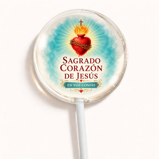 PALETAS DE CARAMELO PERSONALIZADAS DISEÑO #4829-2 SAGRADO CORAZÓN DE JESÚS