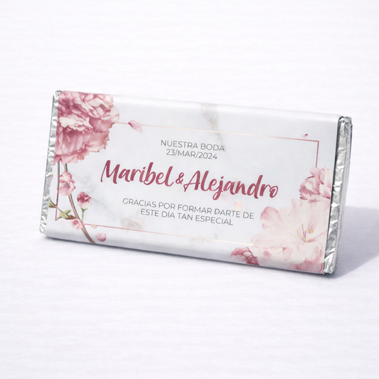 BARRAS DE CHOCOLATE PERSONALIZADAS DISEÑO #0451 MÁRMOL BODAS