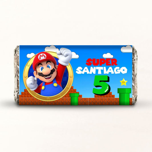 BARRAS DE CHOCOLATE PERSONALIZADAS DISEÑO #25882 MARIO BROS FIESTAS INFANTILES