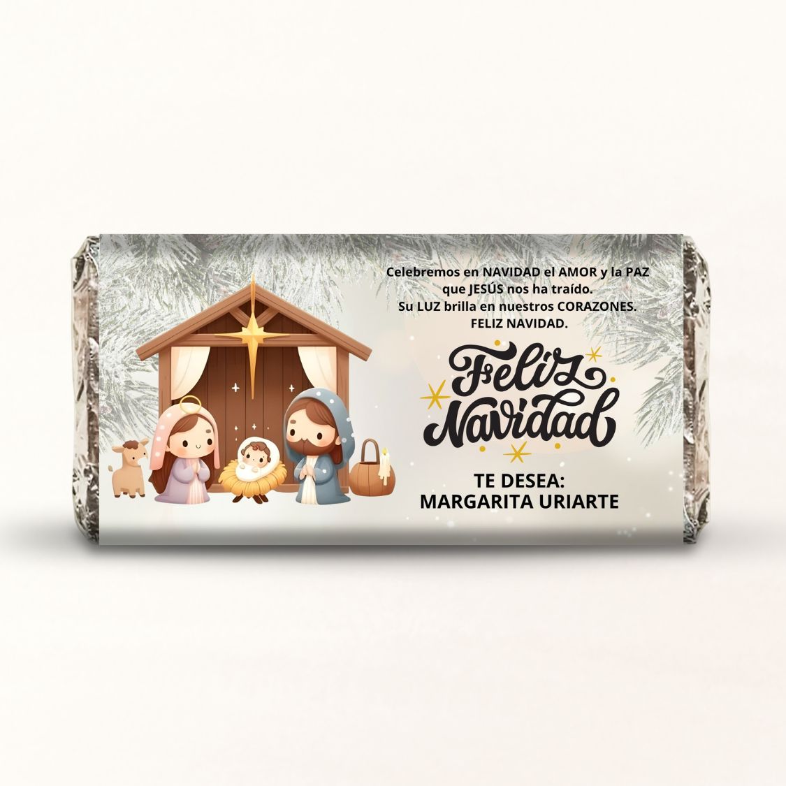 BARRAS DE CHOCOLATE PERSONALIZADAS DISEÑO #ND08 NIÑO DIOS NIÑO JESUS FELIZ NAVIDAD