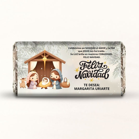 BARRAS DE CHOCOLATE PERSONALIZADAS DISEÑO #ND08 NIÑO DIOS NIÑO JESUS FELIZ NAVIDAD