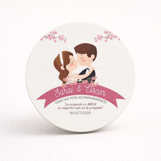 OBLEAS RELLENAS PERSONALIZADAS DISEÑO #1594 DIBUJO CASADOS BODAS