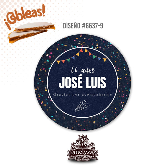 OBLEAS RELLENAS PERSONALIZADAS DISEÑO #6637-9 CUMPLEAÑOS HOMBRE