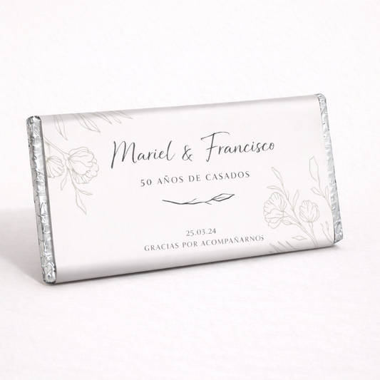 BARRAS DE CHOCOLATE PERSONALIZADAS DISEÑO #AB002 ANIVERSARIO DE BODAS