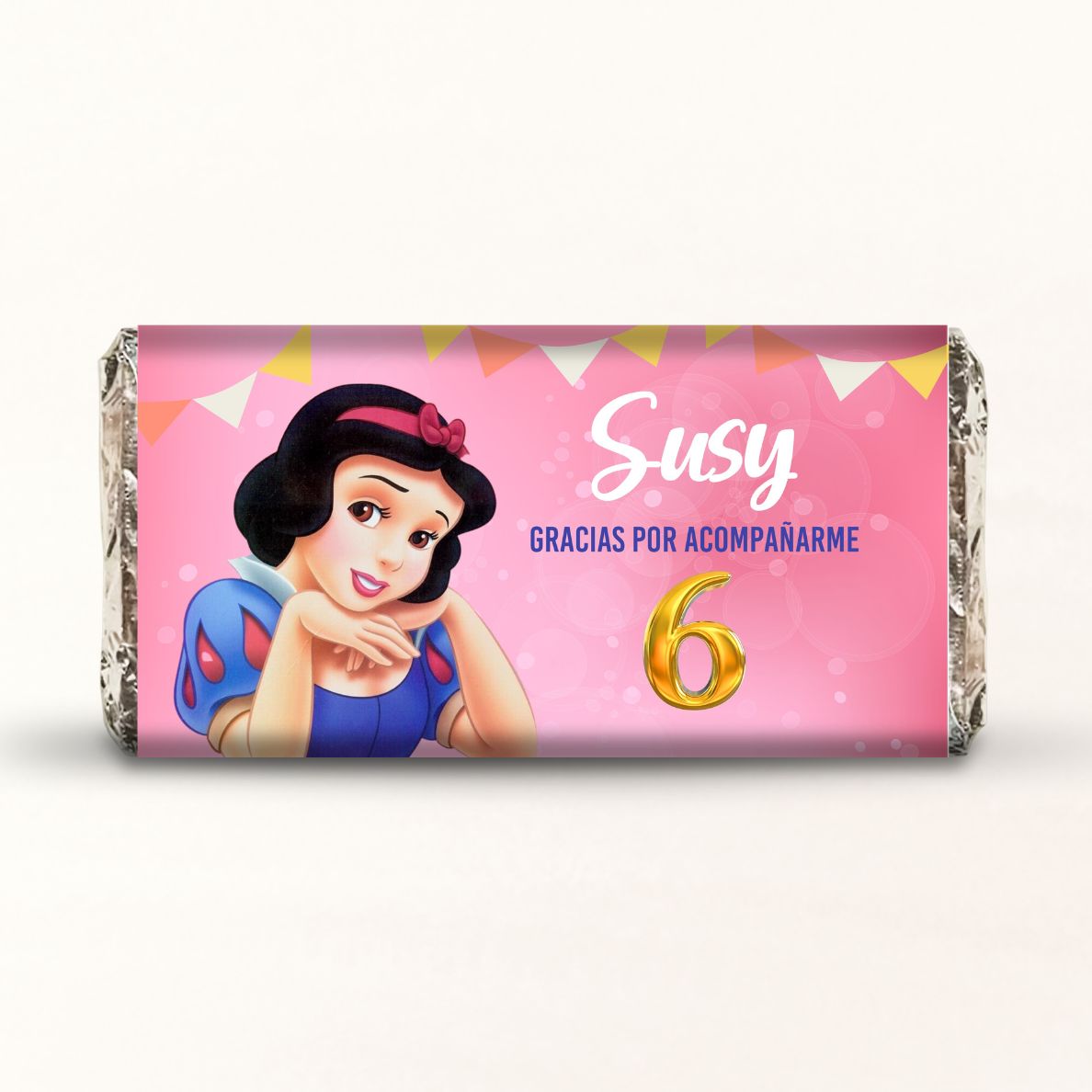 BARRAS DE CHOCOLATE PERSONALIZADAS DISEÑO #8157 BLANCA NIEVES FIESTAS INFANTILES
