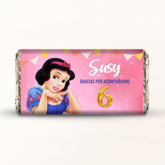 BARRAS DE CHOCOLATE PERSONALIZADAS DISEÑO #8157 BLANCA NIEVES FIESTAS INFANTILES