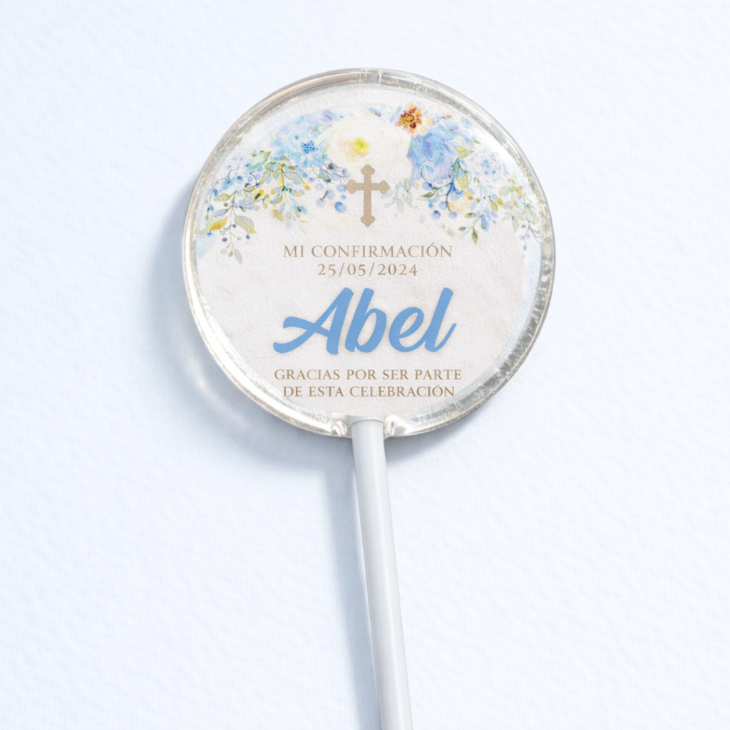 PALETAS DE CARAMELO PERSONALIZADAS DISEÑO #08905 PRIMERA COMUNIÓN