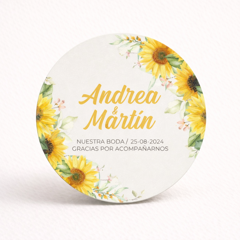 OBLEAS RELLENAS PERSONALIZADAS DISEÑO #1535 GIRASOLES BODAS