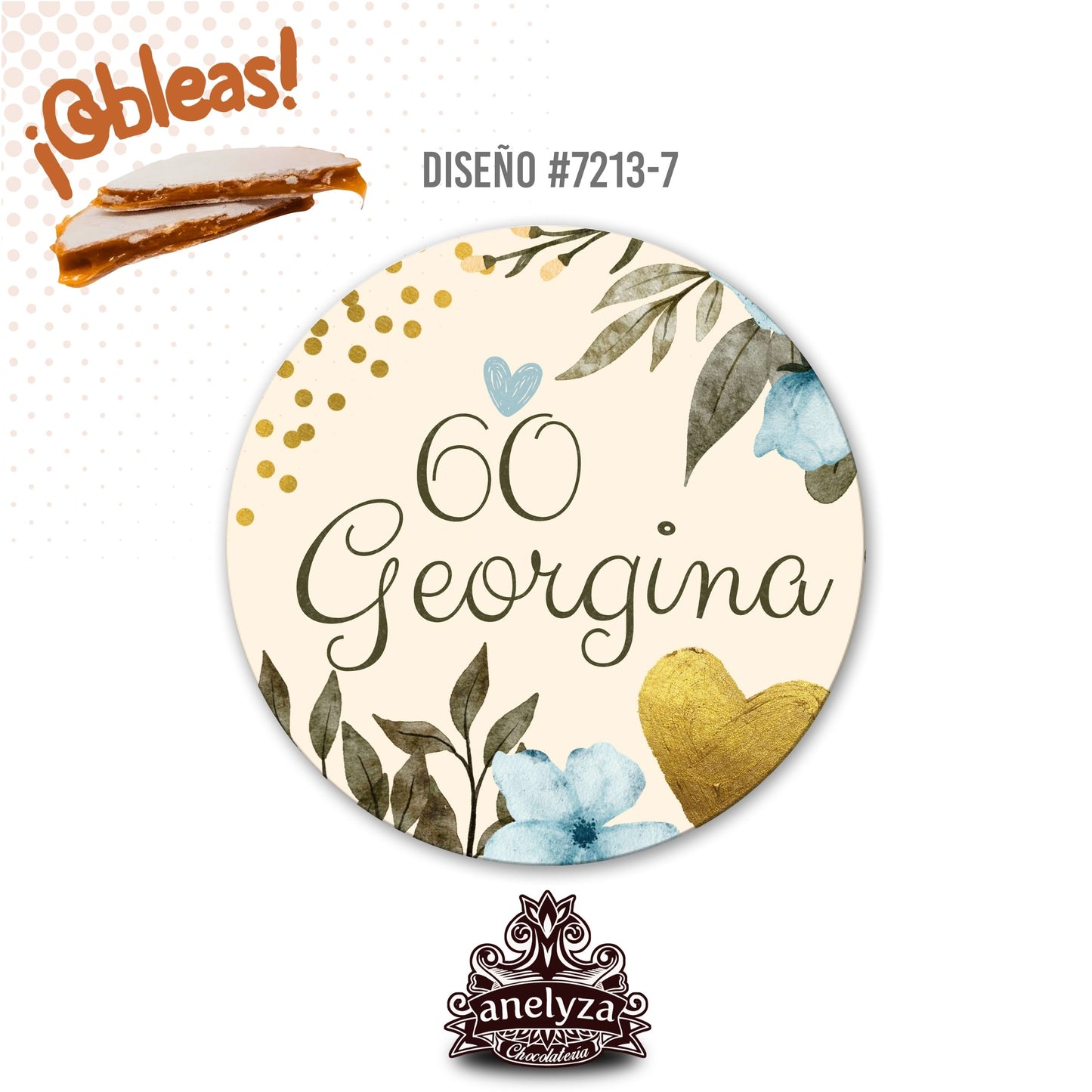 OBLEAS RELLENAS PERSONALIZADAS DISEÑO #7213-7 CUMPLEAÑOS MUJER