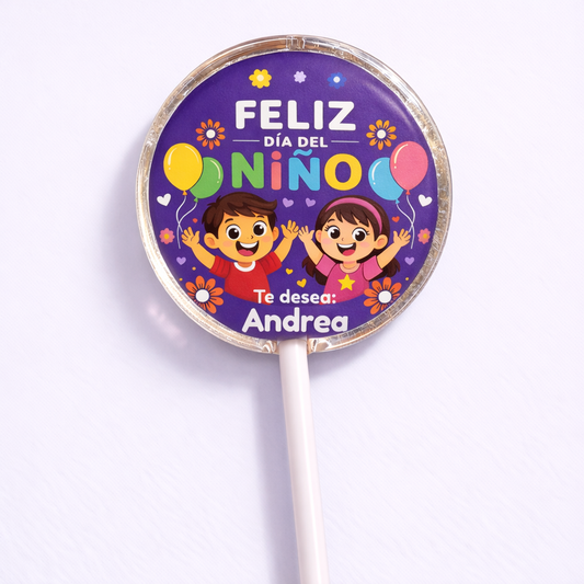 PALETAS DE CARAMELO PERSONALIZADAS DISEÑO #1249-1 DIA DEL NIÑO