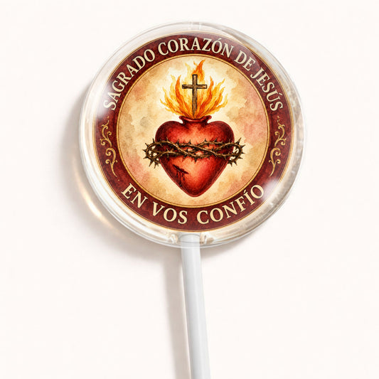 PALETAS DE CARAMELO PERSONALIZADAS DISEÑO #4829-6 SAGRADO CORAZÓN DE JESÚS