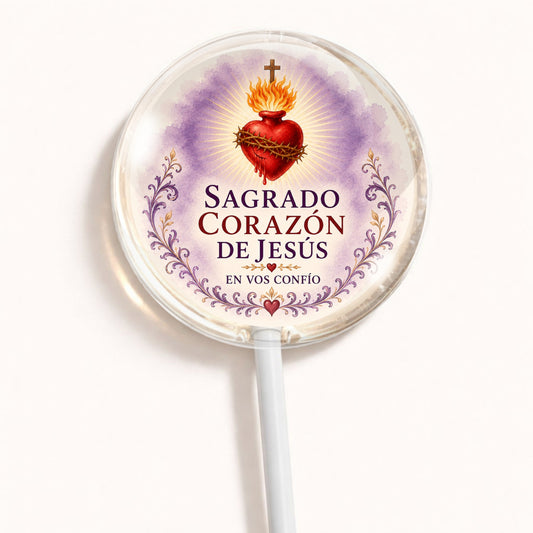 PALETAS DE CARAMELO PERSONALIZADAS DISEÑO #4829-1 SAGRADO CORAZÓN DE JESÚS