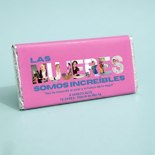 BARRAS DE CHOCOLATE PERSONALIZADAS DISEÑO #3376 DIA INTERNACIONAL DE LA MUJER