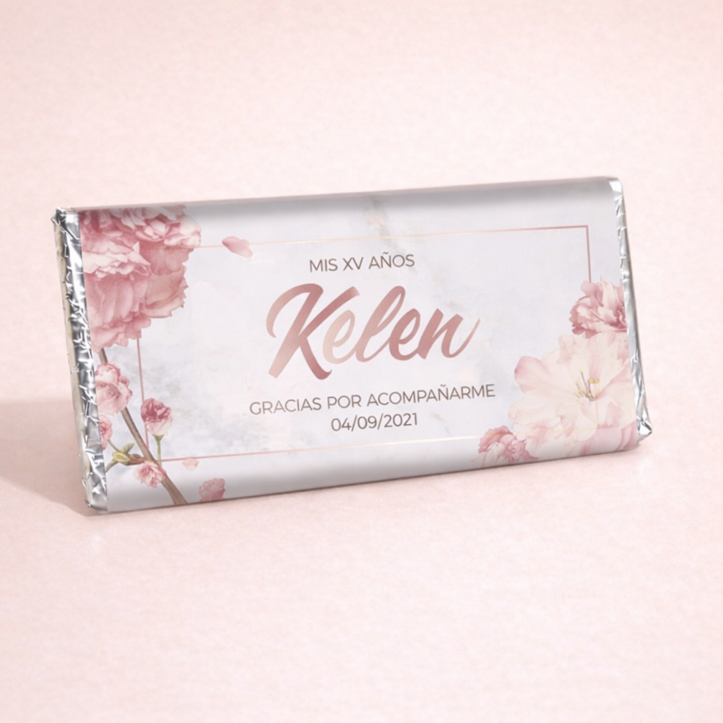 BARRAS DE CHOCOLATE PERSONALIZADAS DISEÑO #8697 MARMOL XV AÑOS 15 AÑOS