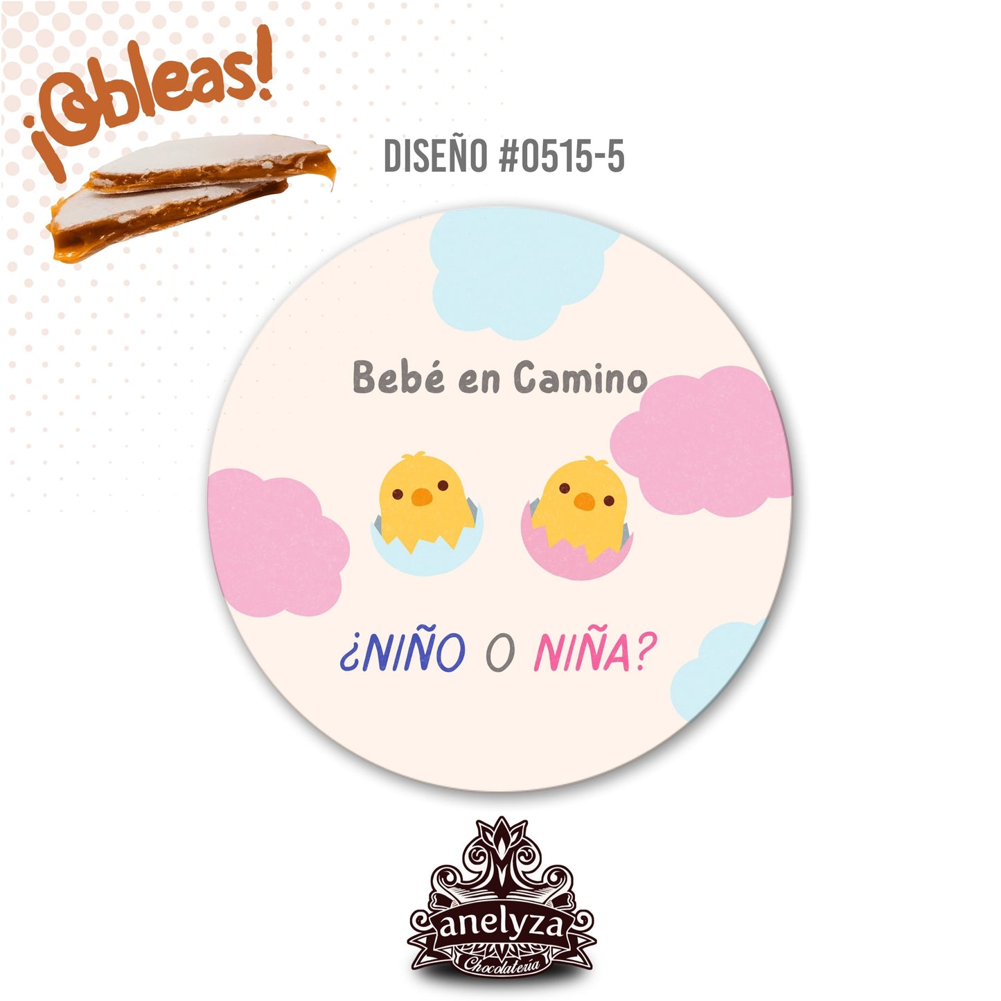 OBLEAS RELLENAS PERSONALIZADAS DISEÑO #0515-5 REVELACIÓN DE SEXO