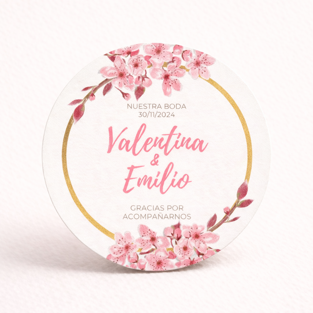 OBLEAS RELLENAS PERSONALIZADAS DISEÑO #14592 FLOR DE CEREZO BODAS