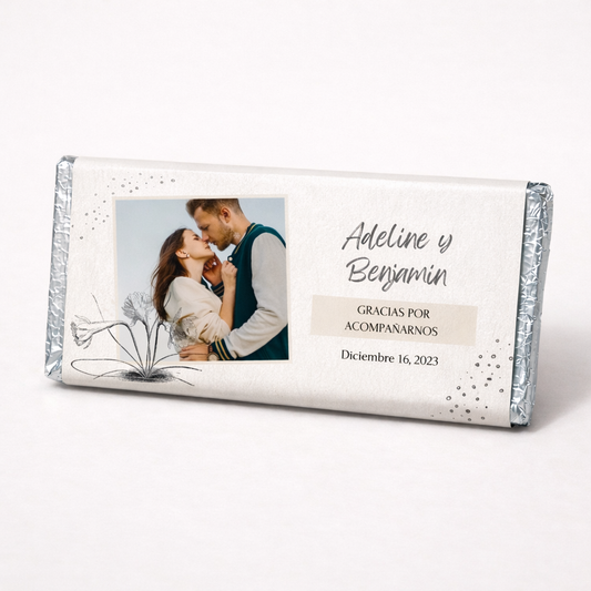 BARRAS DE CHOCOLATE PERSONALIZADAS DISEÑO #B77098 BODAS CON FOTO