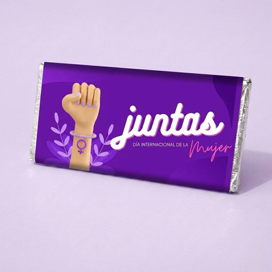 BARRAS DE CHOCOLATE PERSONALIZADAS DISEÑO #77983 DIA INTERNACIONAL DE LA MUJER PUÑO