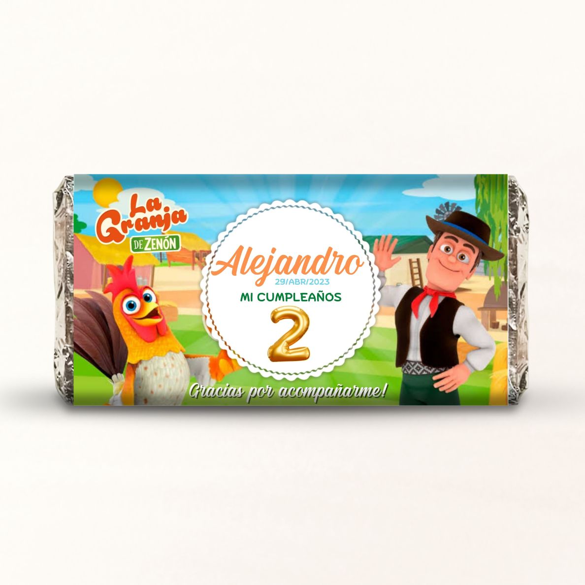 BARRAS DE CHOCOLATE PERSONALIZADAS DISEÑO #45581 LA GRANJA DE ZENON FIESTAS INFANTILES