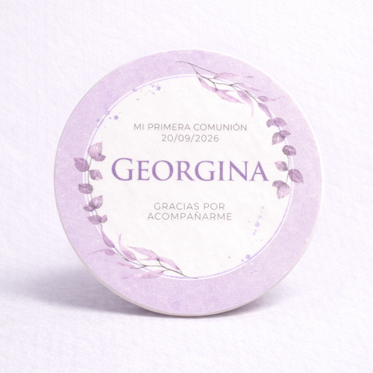 OBLEAS RELLENAS PERSONALIZADAS DISEÑO #2327 MORADO LILA PRIMERA COMUNIÓN