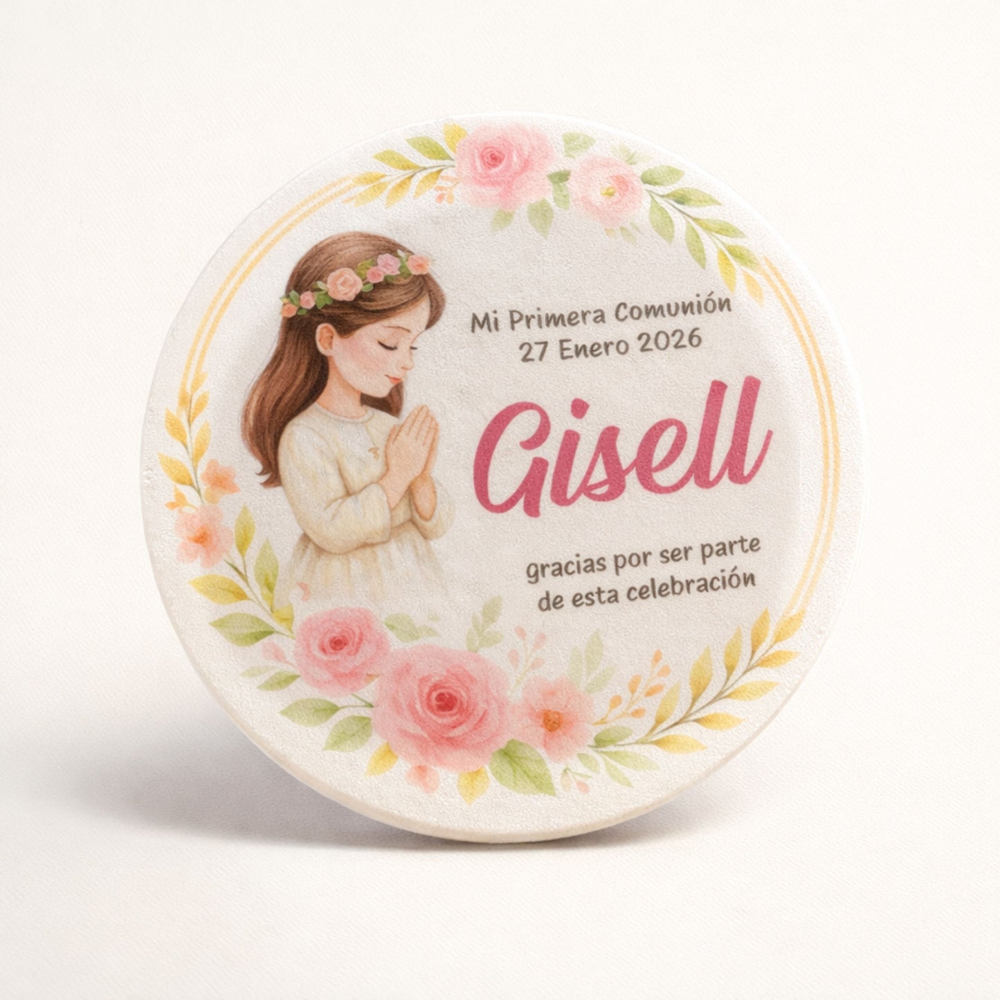 OBLEAS RELLENAS PERSONALIZADAS DISEÑO #2327-10 NIÑA ROSA PRIMERA COMUNIÓN