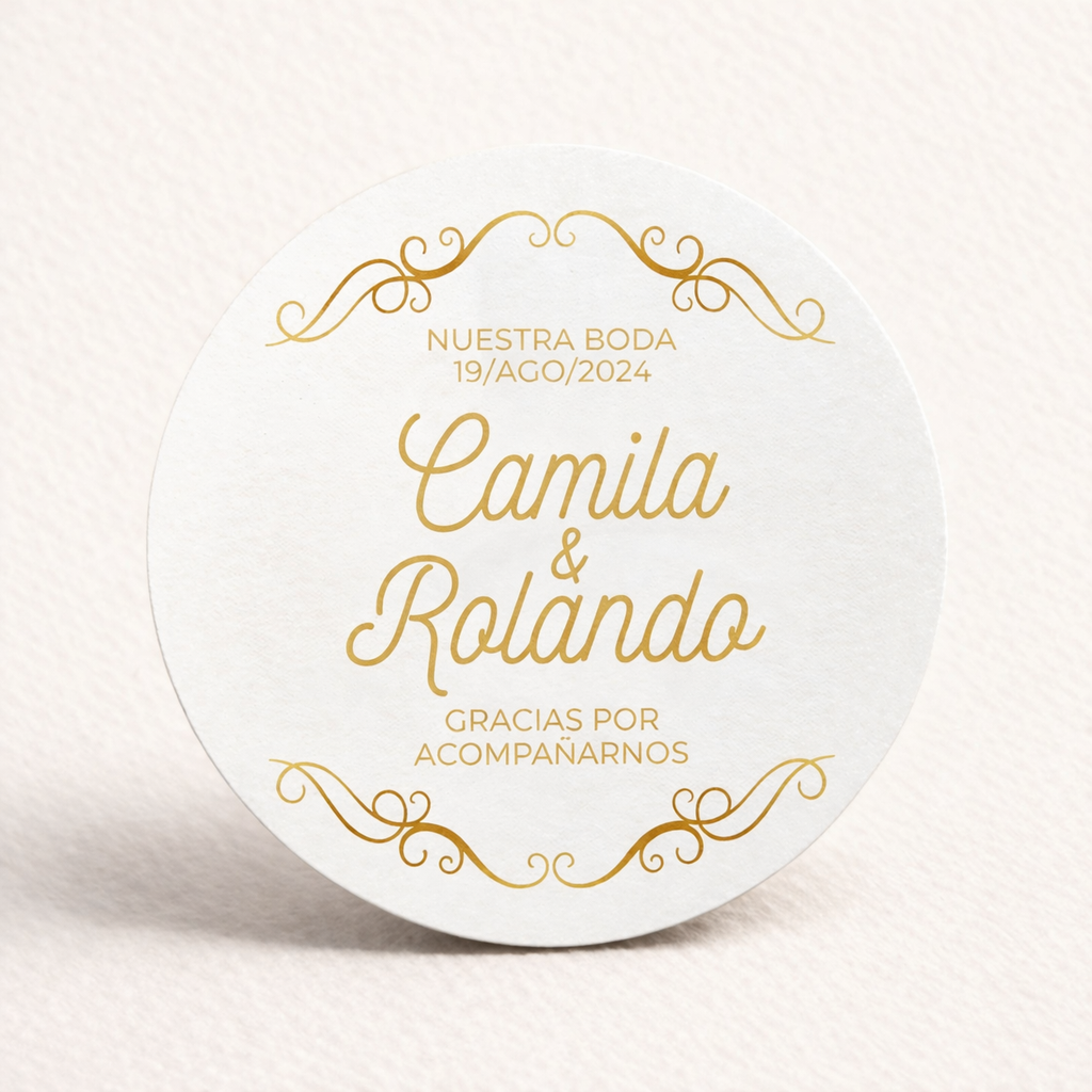 OBLEAS RELLENAS PERSONALIZADAS DISEÑO #6949 FONDO BLANCO CON DORADO BODAS