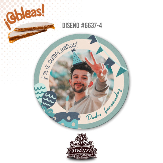 OBLEAS RELLENAS PERSONALIZADAS DISEÑO #6637-4 CUMPLEAÑOS HOMBRE