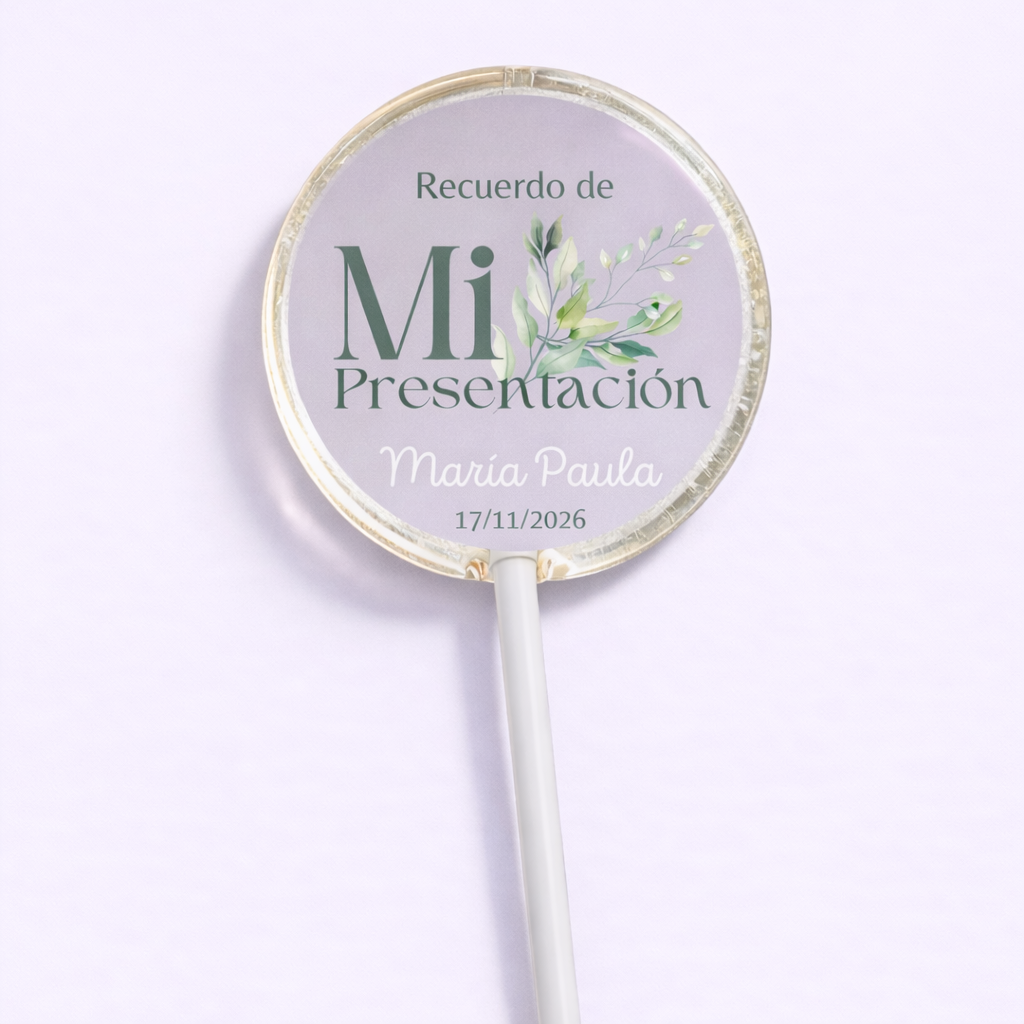 PALETAS DE CARAMELO PERSONALIZADAS DISEÑO #6202-8 PRESENTACIÓN DE 3 AÑOS