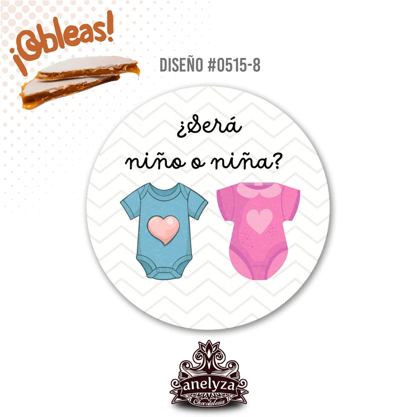 OBLEAS RELLENAS PERSONALIZADAS DISEÑO #0515-8 REVELACIÓN DE SEXO