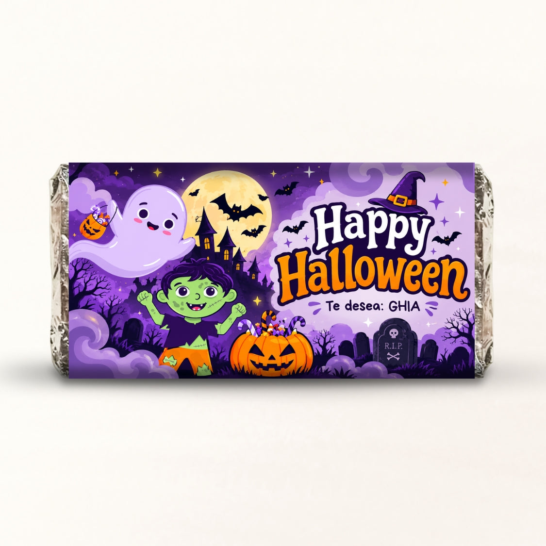 BARRAS DE CHOCOLATE PERSONALIZADAS DISEÑO #300-8 HALLOWEEN