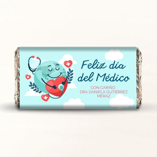 BARRAS DE CHOCOLATE PERSONALIZADAS DISEÑO #5075 DÍA DEL MÉDICO