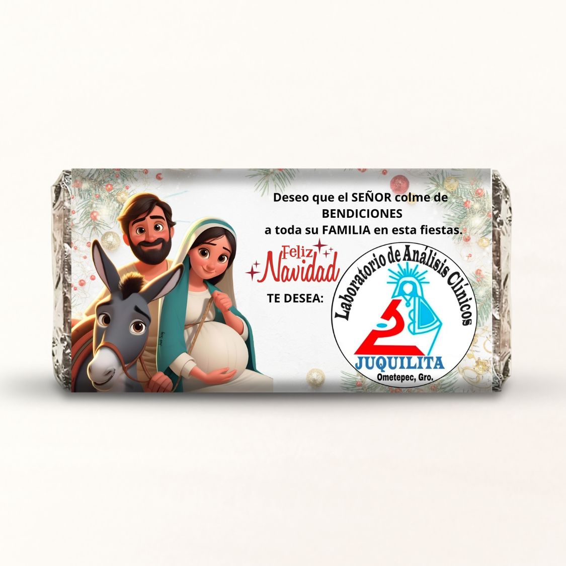 BARRAS DE CHOCOLATE PERSONALIZADAS DISEÑO #ND03 NIÑO DIOS NIÑO JESUS FELIZ NAVIDAD