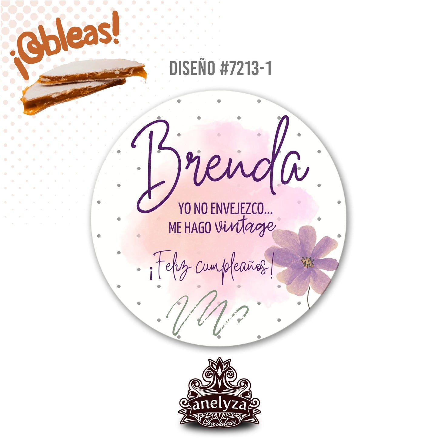 OBLEAS RELLENAS PERSONALIZADAS DISEÑO #7213-1 CUMPLEAÑOS MUJER