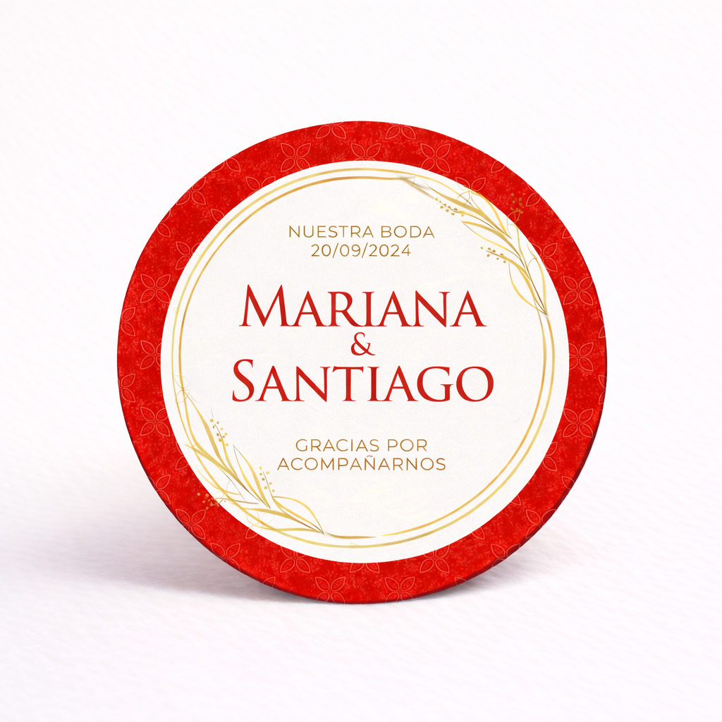 OBLEAS RELLENAS PERSONALIZADAS DISEÑO #7853 ROJO BODAS