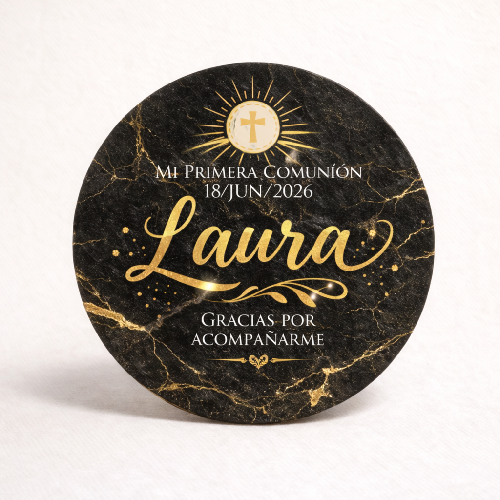 OBLEAS RELLENAS PERSONALIZADAS DISEÑO #46298-3 MARMOL NEGRO PRIMERA COMUNIÓN