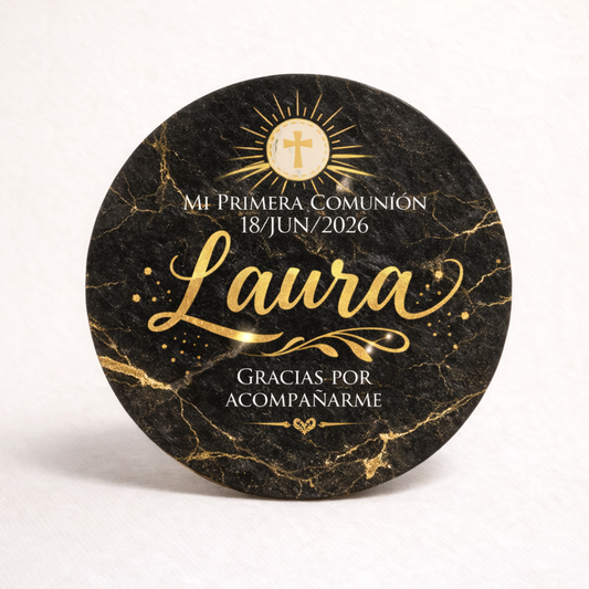 OBLEAS RELLENAS PERSONALIZADAS DISEÑO #46298-3 MARMOL NEGRO PRIMERA COMUNIÓN